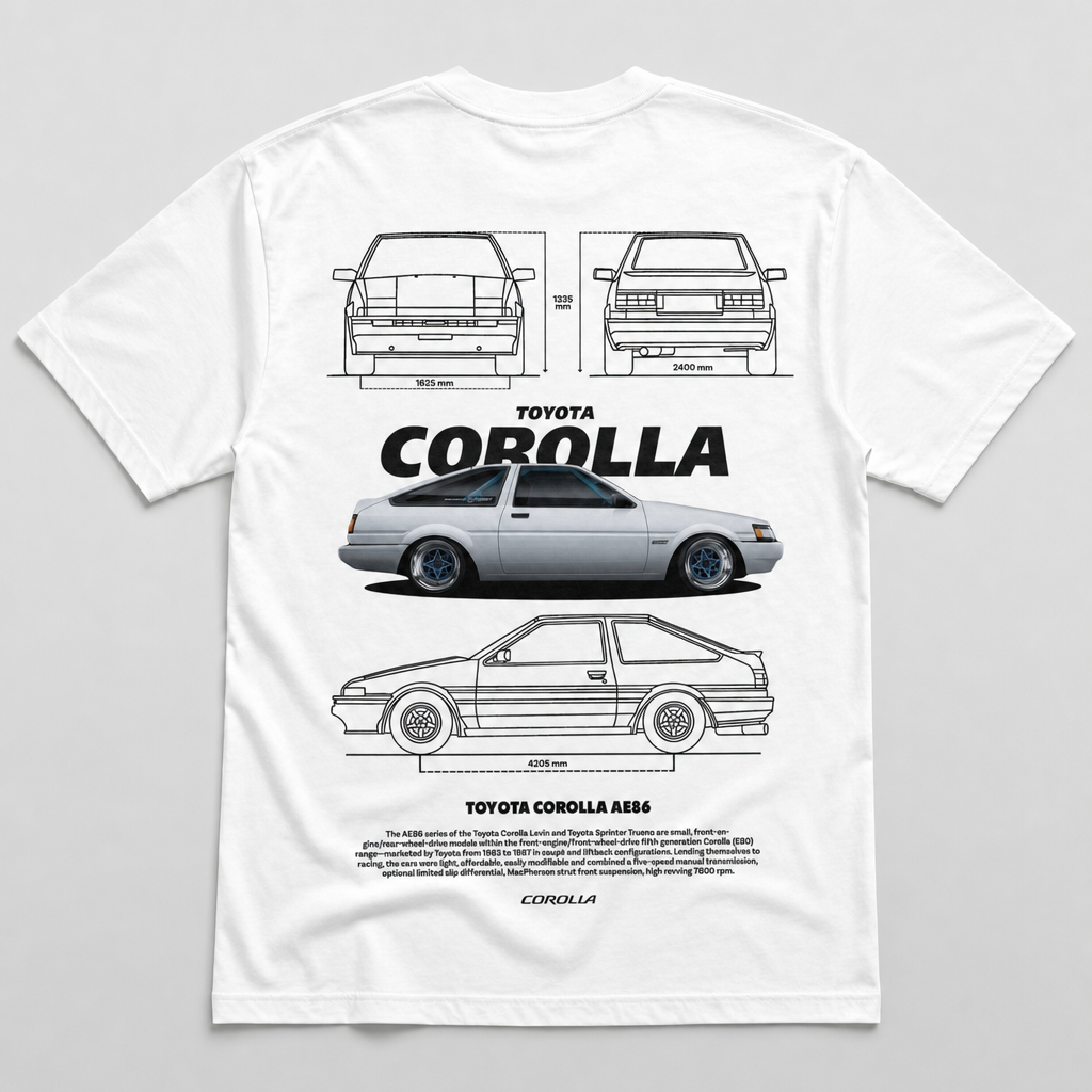 Corolla AE86 Blueprint Tee White