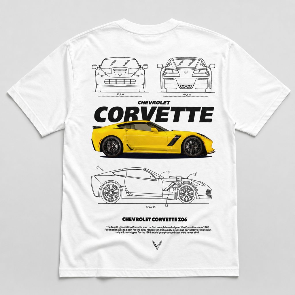 Corvette Z06 Blueprint Tee White