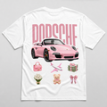 Pink Porsche Tee White