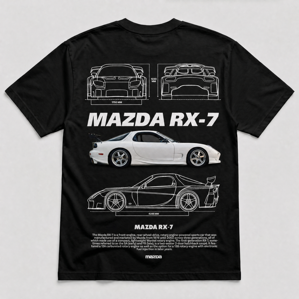 Mazda RX-7 Blueprint Tee Black