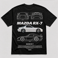 Mazda RX-7 Blueprint Tee Black