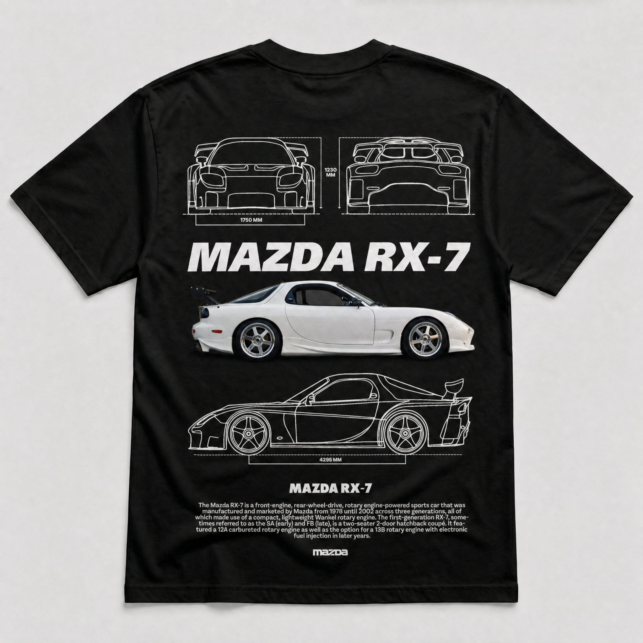 Mazda RX-7 Blueprint Tee Black