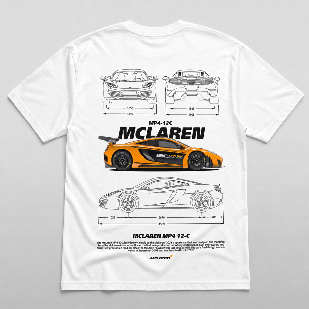 McLaren MP4-12C Blueprint Tee White