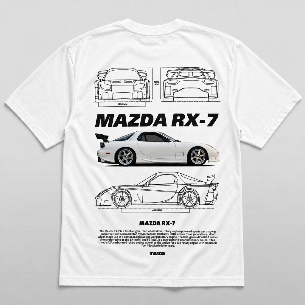 Mazda RX-7 Blueprint Tee White