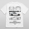 Mazda RX-7 Blueprint Tee White
