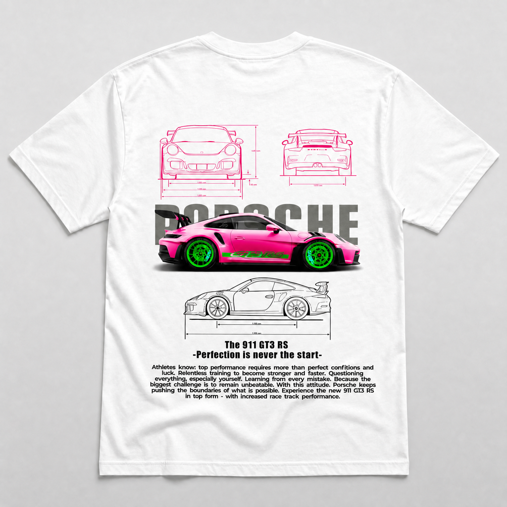 Pink GT3 RS Blueprint Tee White